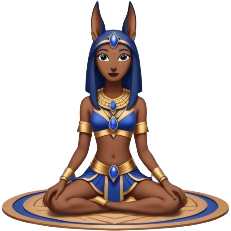 Ancient Black lapis rose gold woman anubis immature floor stage posed  emoji