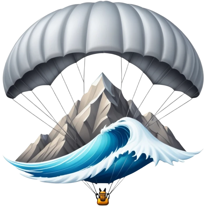 A bold emblem featuring a combination of symbols representing various extreme sports, like a mountain peak, a parachute, and a wave. The design is dynamic and sharp, capturing the thrill and adventure of extreme sports, with a strong, energetic vibe. emoji