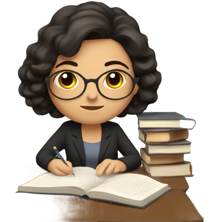 Dark brown hair spanish woman studying  emoji