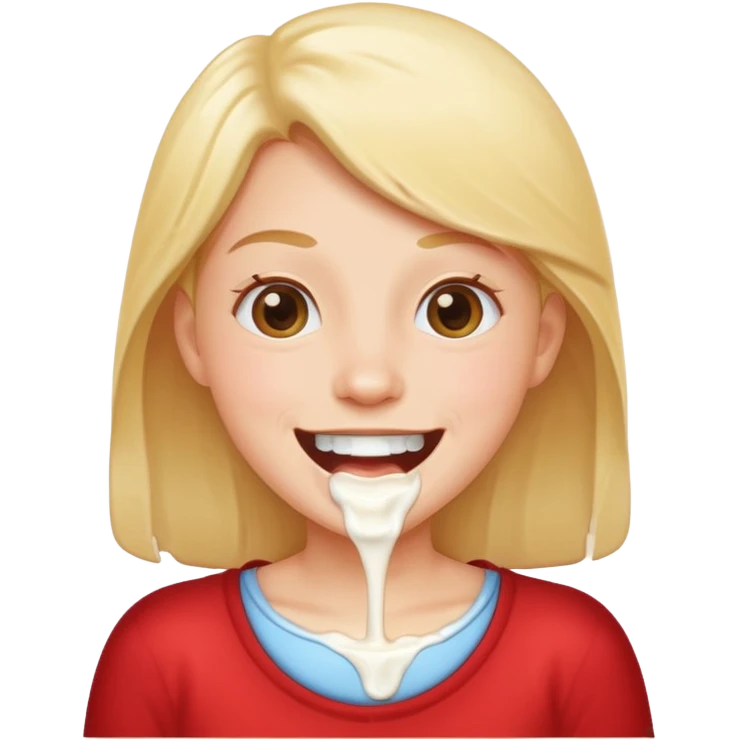 Happy emoji with milk spilling from mouth emoji