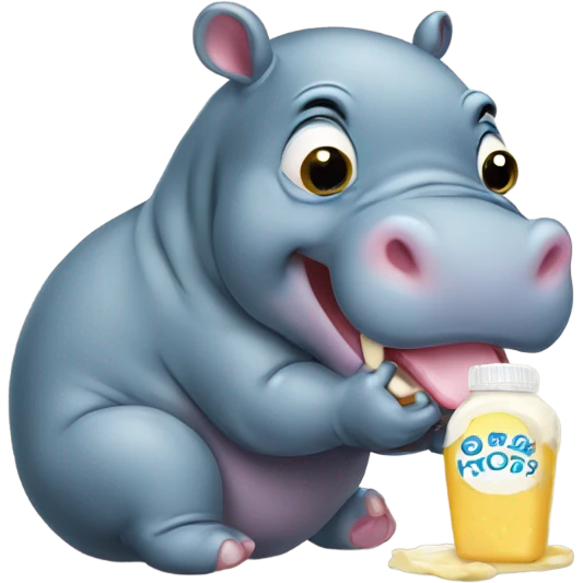 Baby hippo eating mayonnaise emoji