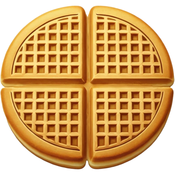 round waffle with grid texture, golden brown emoji