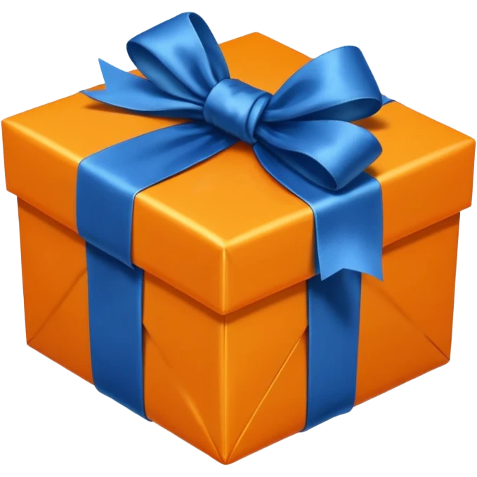 orange gift box with a blue silk ribbon emoji