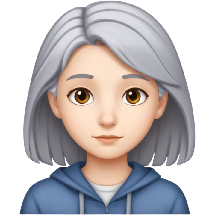 Teenager with gray hair girl emoji