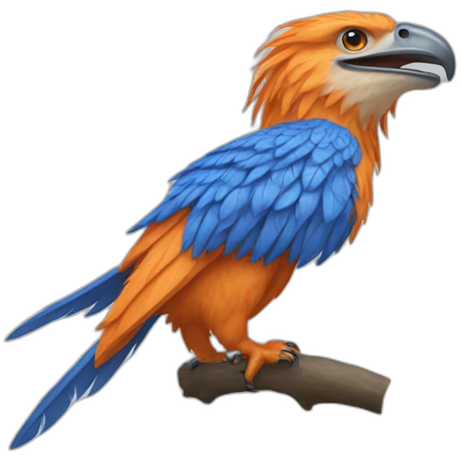 Orange feather raptor with blue tripes emoji