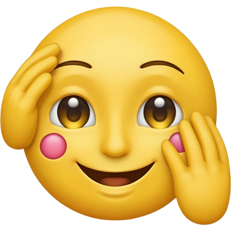 a happy emoji with one hand covering one eye and the other eye open emoji
