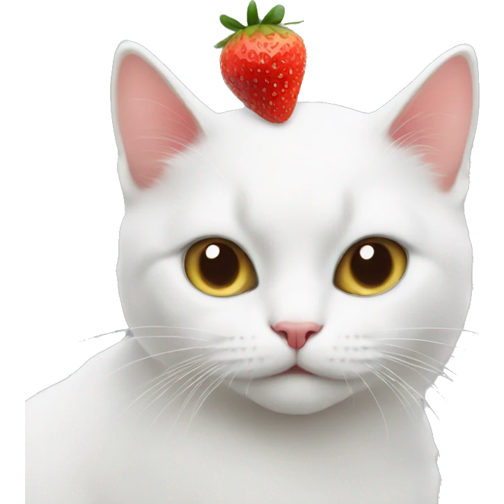 White cat with a strawberry  emoji