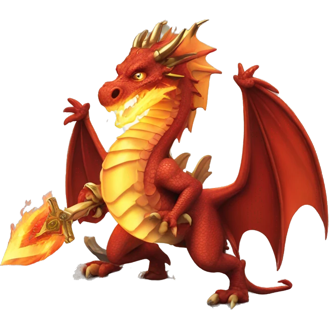 Imperia Roman fire dragon with a flaming sword emoji