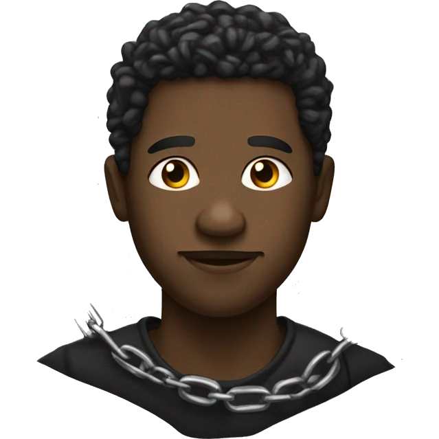 black man with broken chains aroud is writs emoji