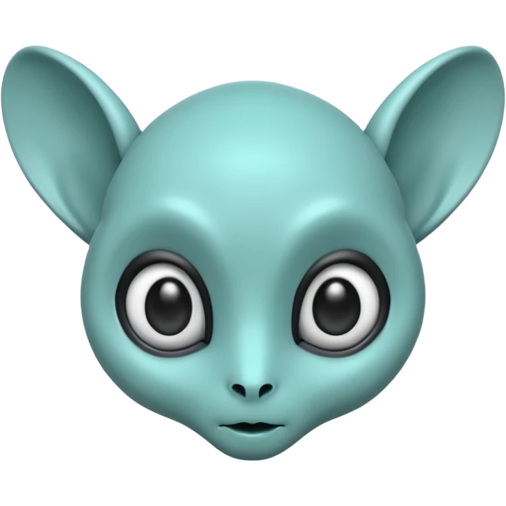 teal smooth alien with two rounded ears and big pure black eyes emoji