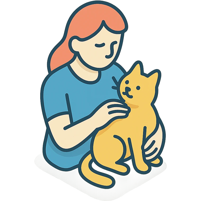 женщина заботится о кошке emoji
