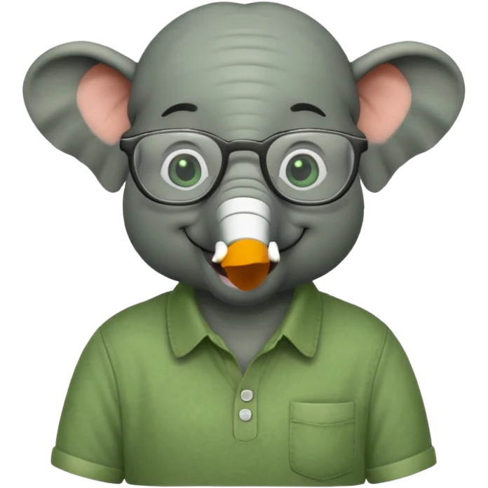 elephant wtih glasses and green shirt emoji
