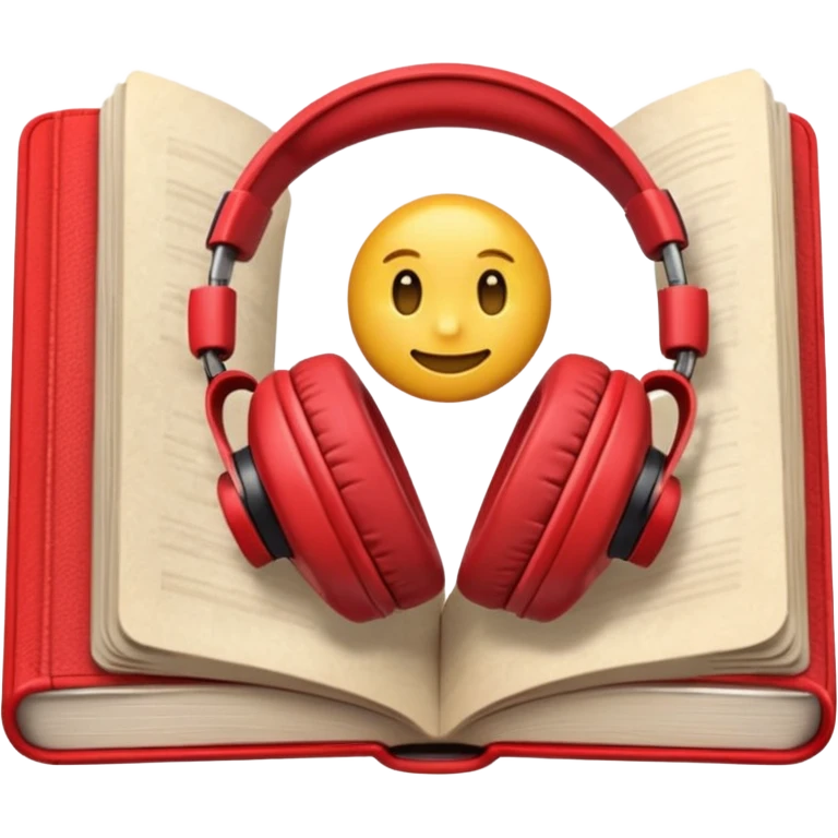 Red headphones laying on a closed red book emoji emoji