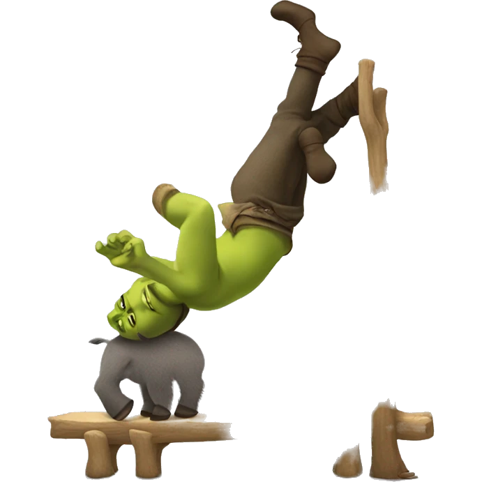 shrek with donkey handstand on top of him emoji