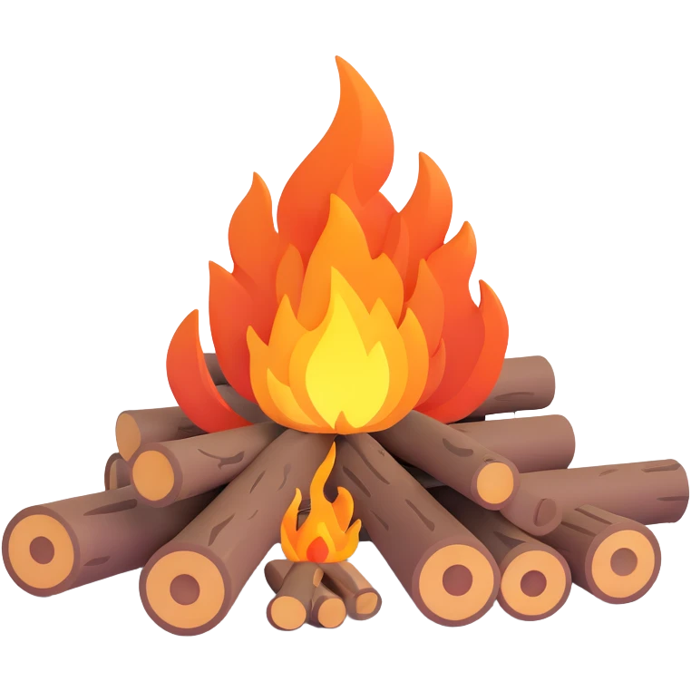 campfire with logs and flames emoji