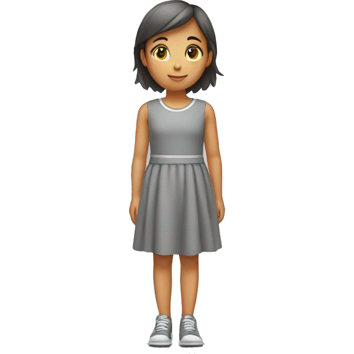 girl in a gray dress with road markings emoji