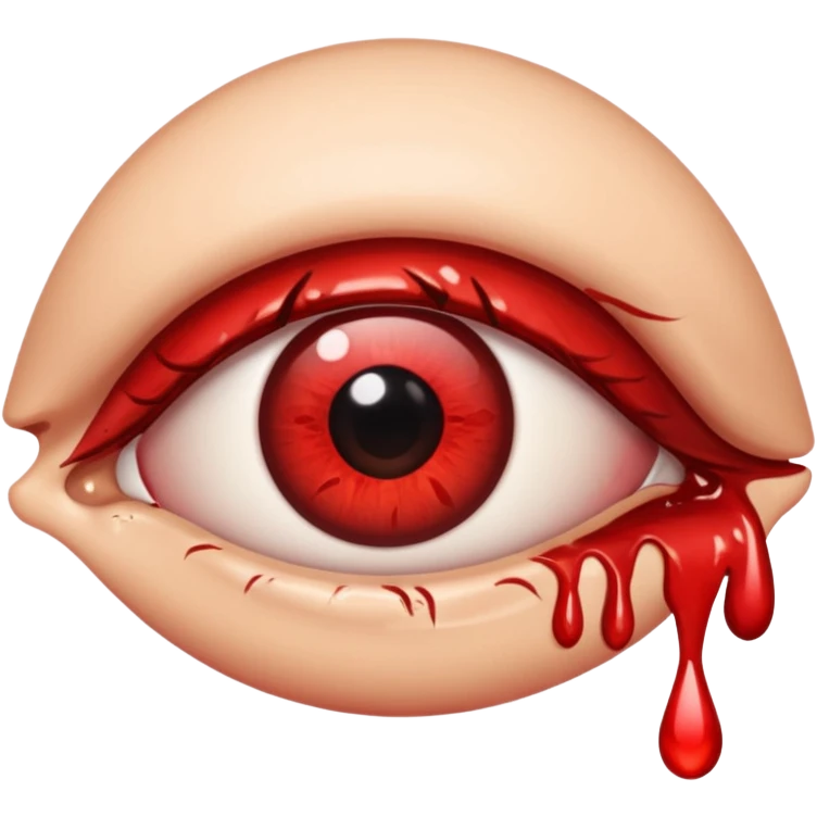 creat a normal eye that is not attached to the skin, make it be red and make him drop a bloddy tear  emoji