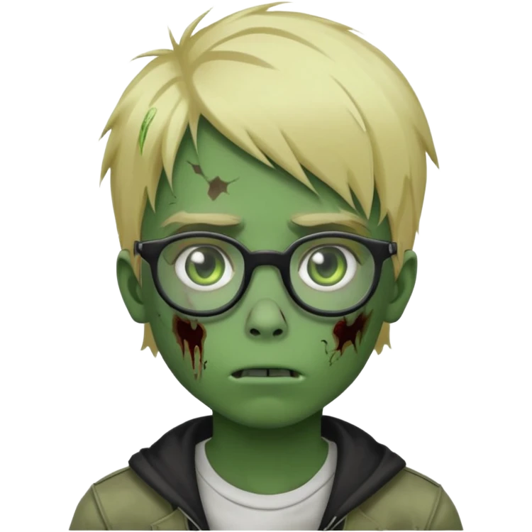 boy zombie with blonde emo hair and green skin and glasses emoji