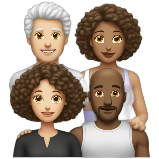 a white man, women and poodle emoji