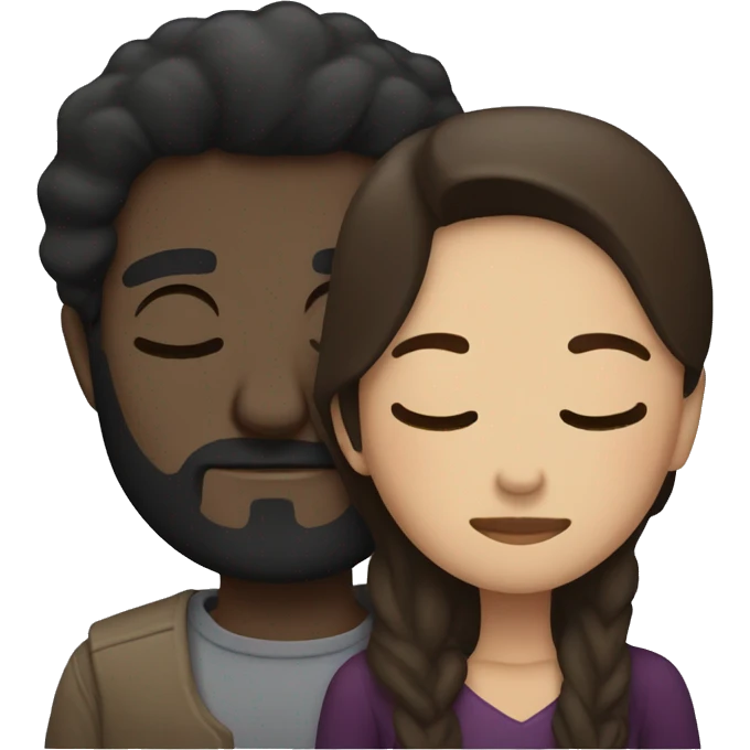 Dark man with dark beard and brunette woman asleep emoji