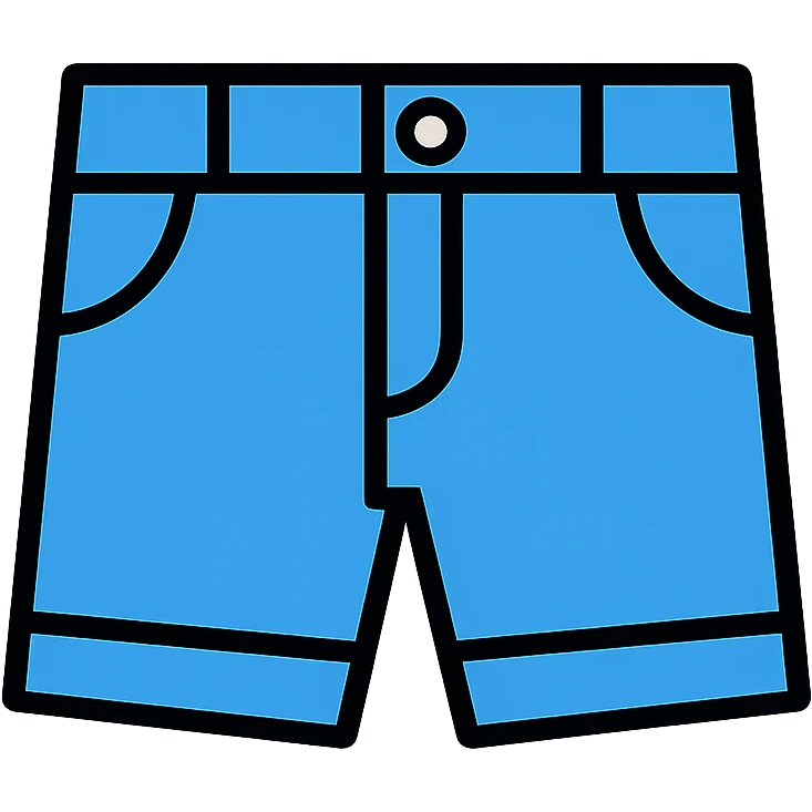 a pair of denim shorts, classic blue, icon style emoji