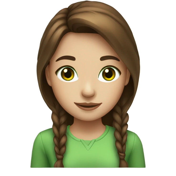 a girl with brown hair and green streaks in it, with green eyes and freckles emoji