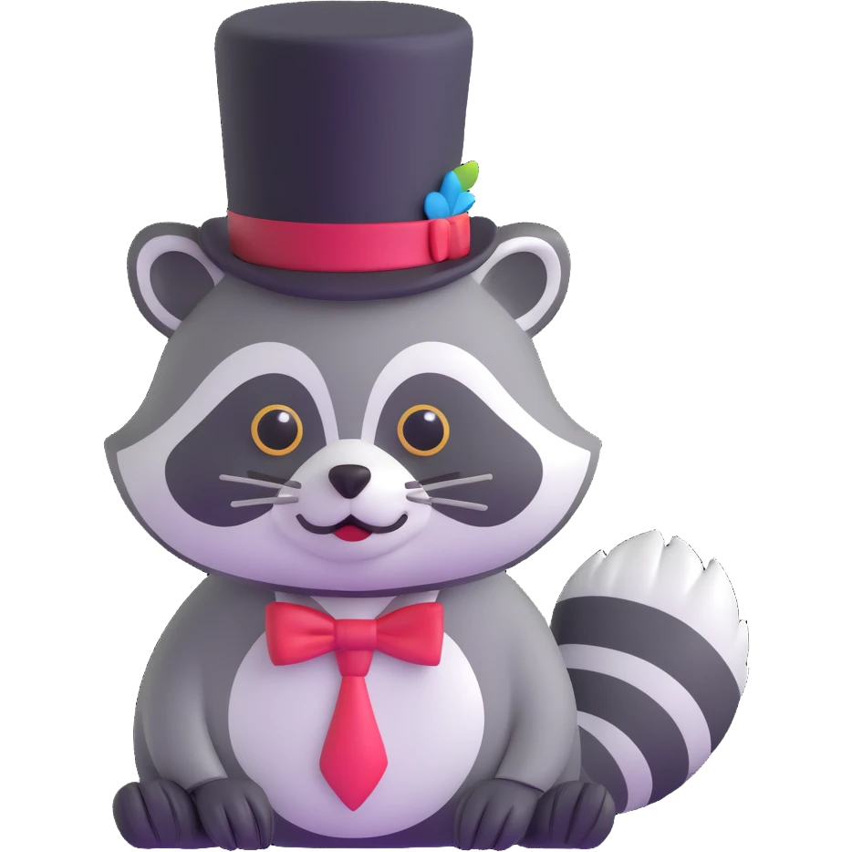 raccoon tipping top hat emoji