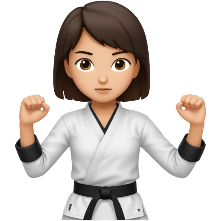 Karate Brunette girl whit brown or black belt emoji
