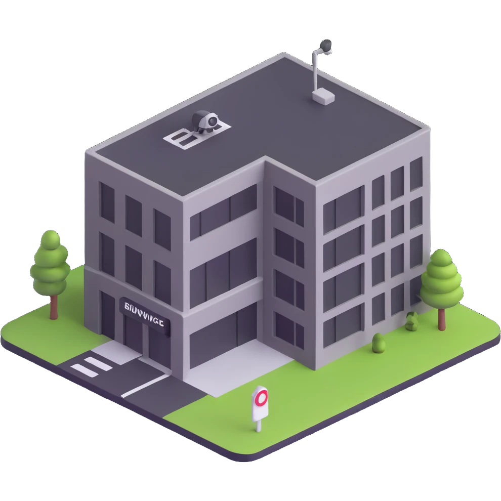 secure building with surveillance emoji