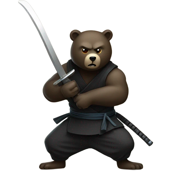 Ninja bear with catana emoji