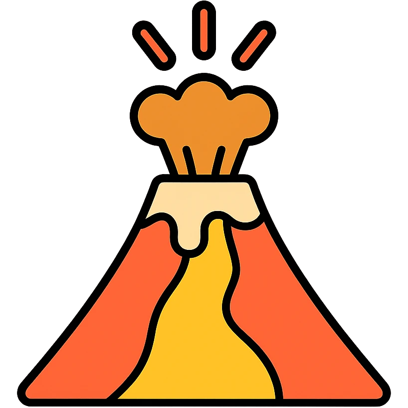 volcano simple icon, clean lines, minimal details emoji