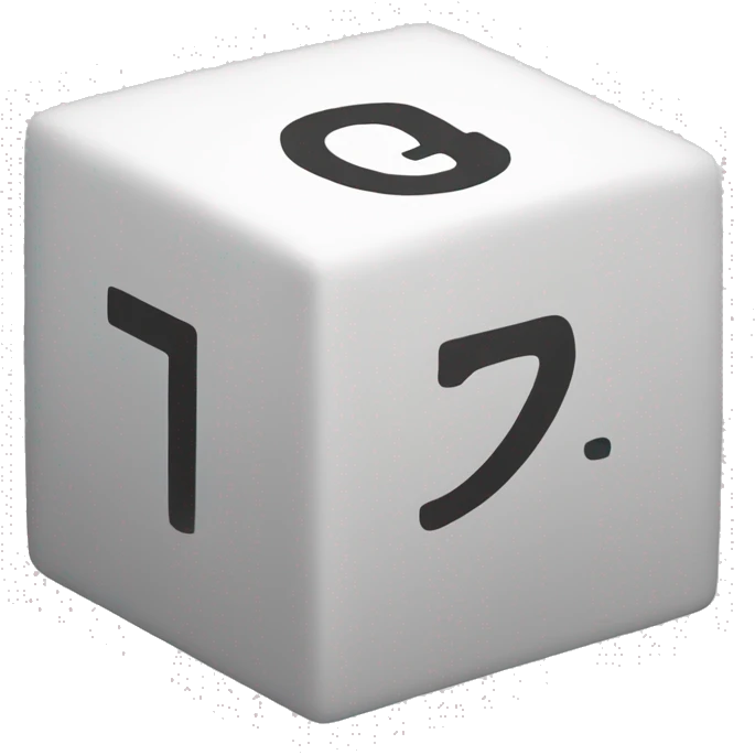 Create one cube-shaped object with showing number 0 and 1 inside the cube emoji