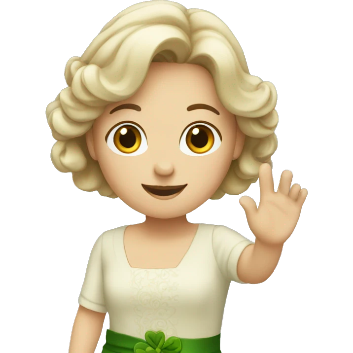 irish woman in dress waving emoji
