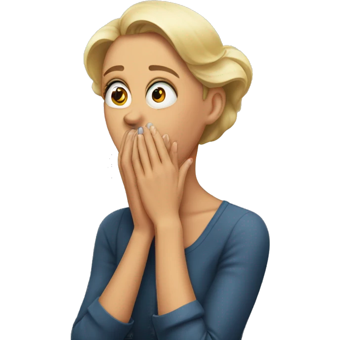 woman scared hand on mouth terrifie emoji