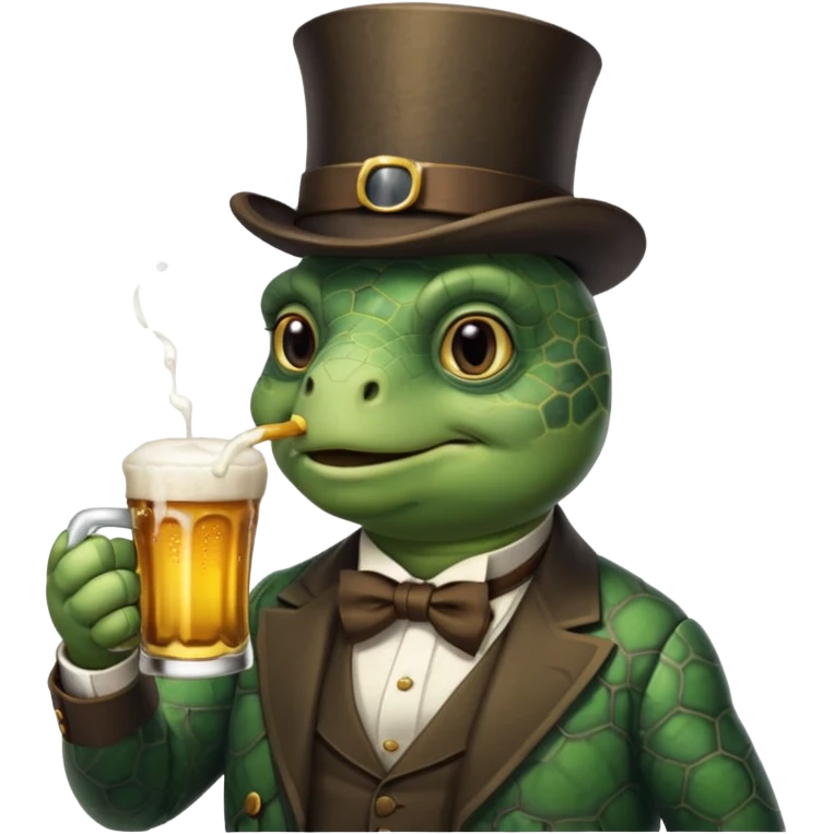Rich turtle drinking a beer  emoji