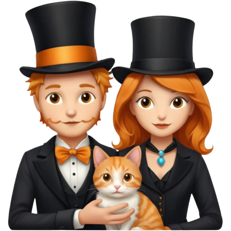 magician couple and their pet cat emoji