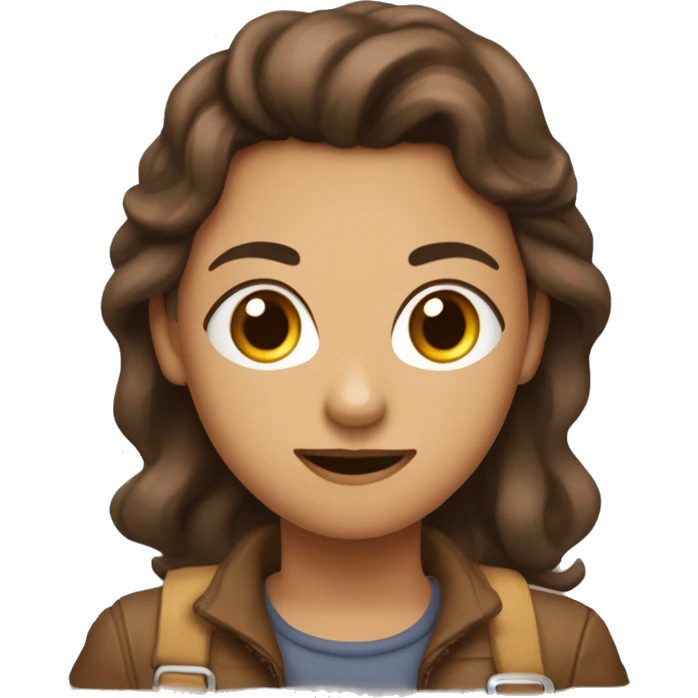 Девочка с темной кожей и каричневыми волосами и с каричневыми глазами emoji