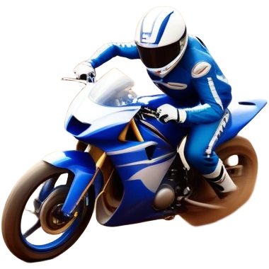 A high-speed racing car or motorcycle zooming down a track, leaving a trail of dust and excitement. The scene conveys energy and adrenaline, with blurred motion showing the speed and precision of motorsport, set against a dynamic racing track backdrop. emoji