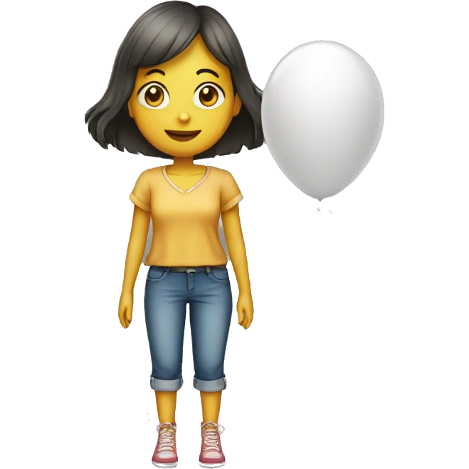 girl containing balloon with blouse written xandabaloes emoji