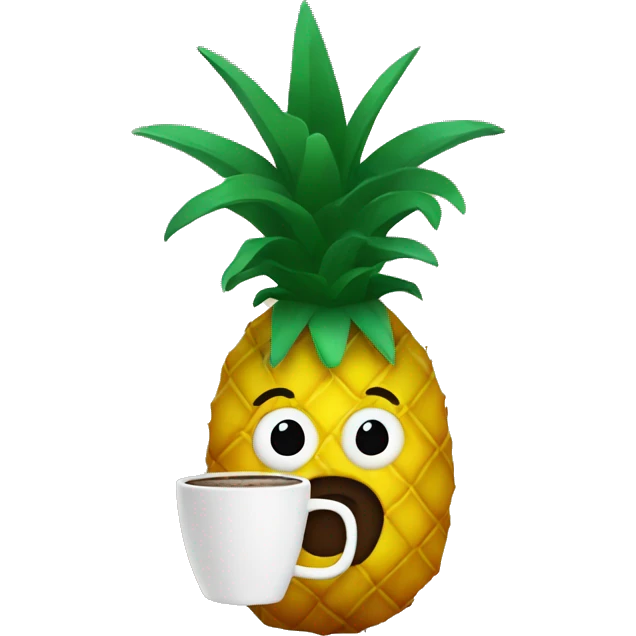 A pineapple holding a coffee emoji