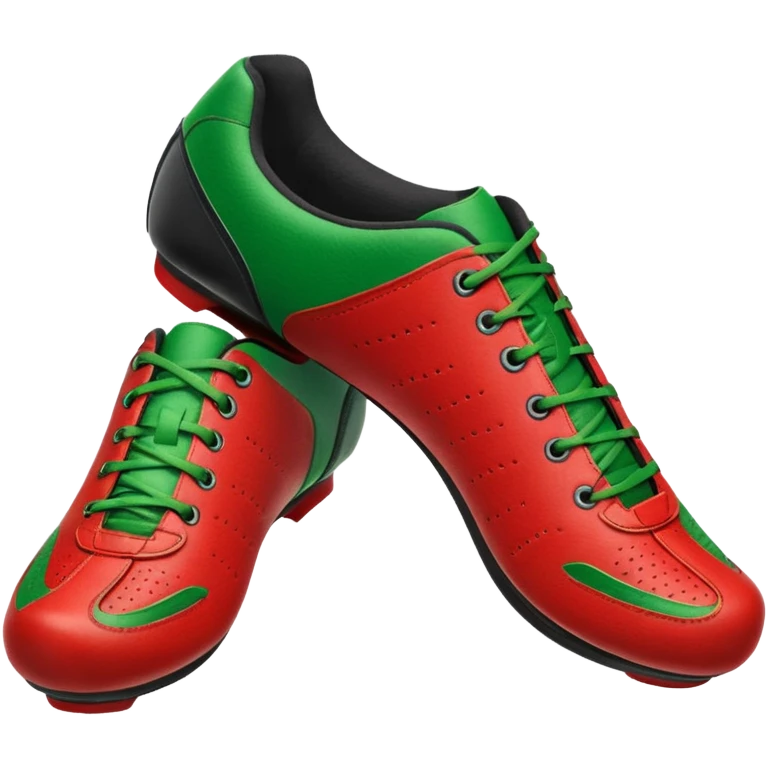indoor cycling shoe, both of them with christmas color emoji