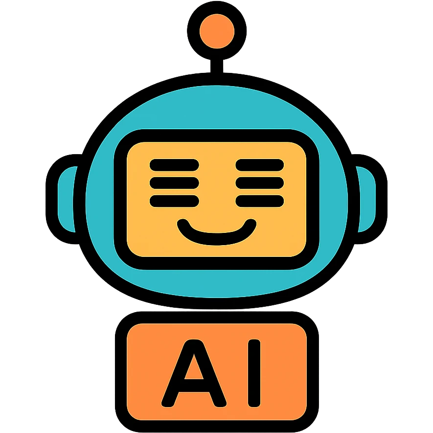 AI robot with antenna and digital face emoji