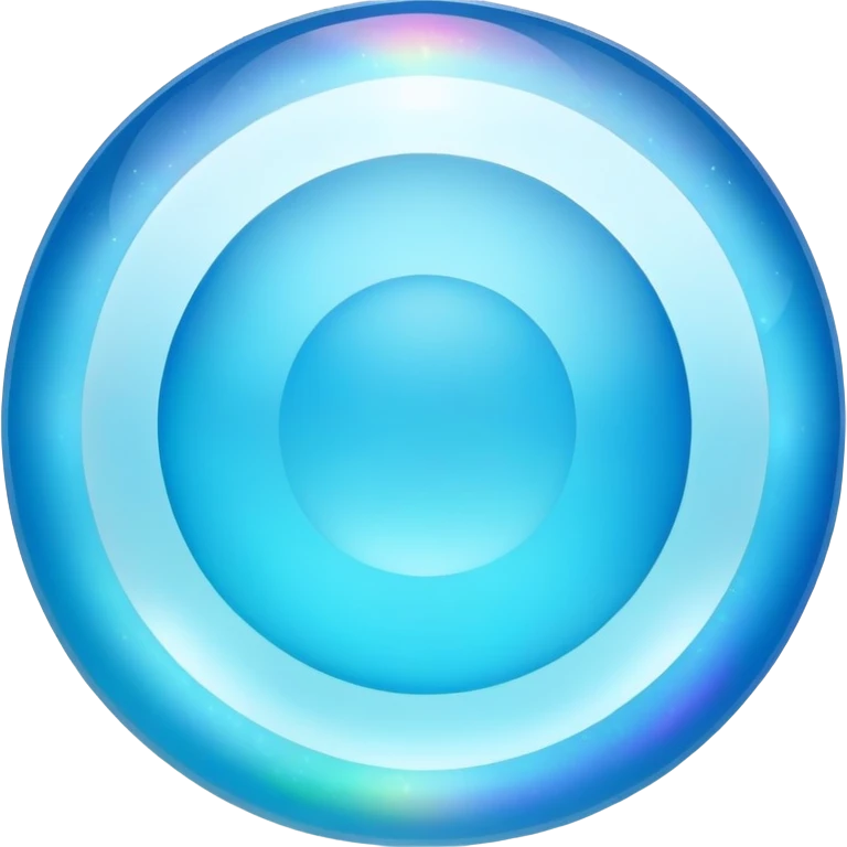 Round cut blue smithsonite gemstone with sky blue color and holographic rainbow reflections emoji