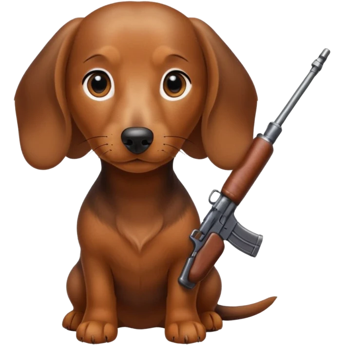 Dachshund dog Holding M16 emoji