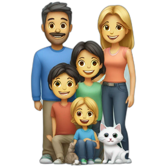 Happy family and cat emoji