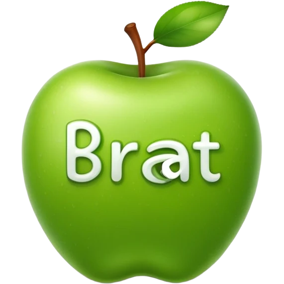 green aple that says brat in undercase lettters emoji