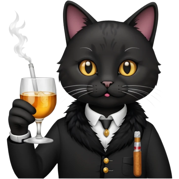 Cat whit a glass of alcol and cigarette  emoji