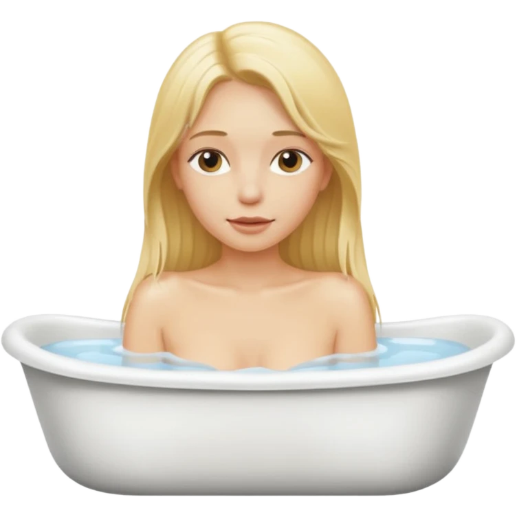 Nude woman, thin, long hair blonde, C Cup, in bathtub emoji