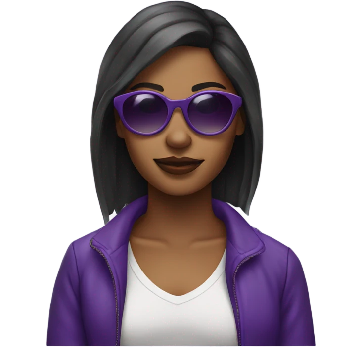 urban solo young woman with purple sunglasses emoji