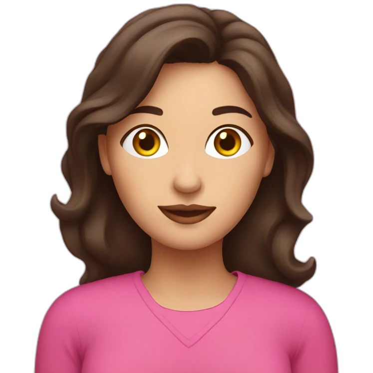 brunette woman on pink computer emoji